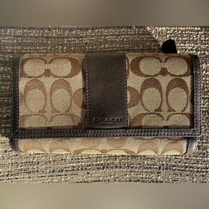 Coach Signature Brown and Tan Wallet